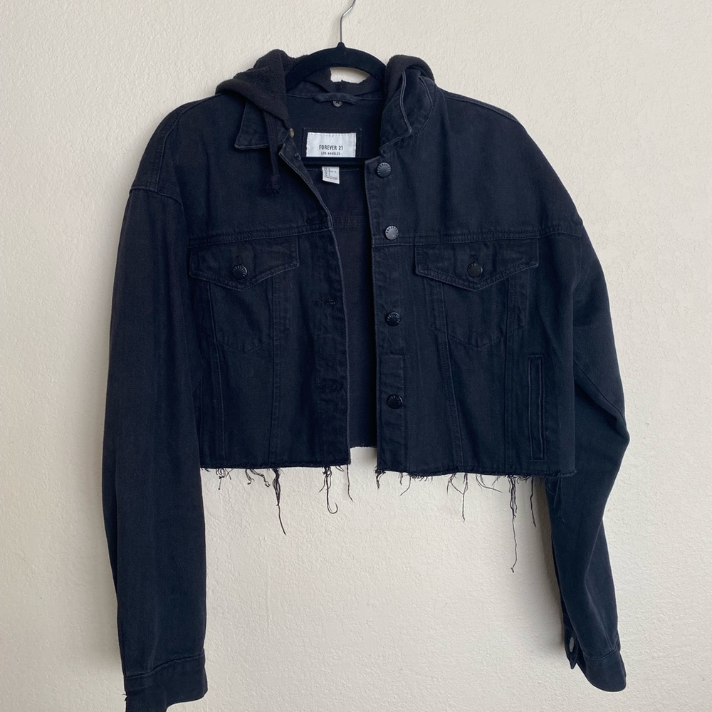 Cropped Black Jean Hooded jacket